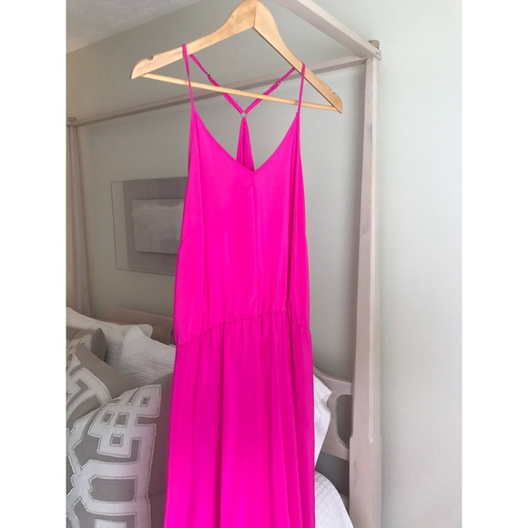 🚫SOLD BNWT ✨ Amanda Uprichard Hot Pink Silk Dress - Picture 2 of 6